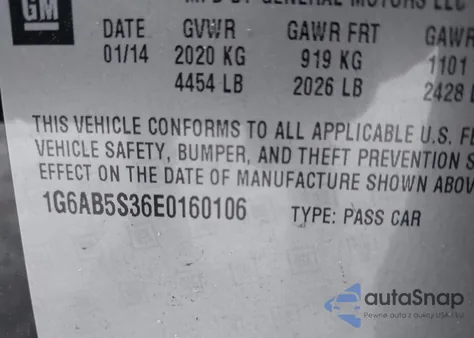 2014 Cadillac Ats Luxury from USA, damaged, VIN 1G6AB5S36E0160106